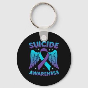 Suicide Prevention Awareness Ribbon Wings Mental H Key Ring