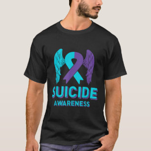 Suicide Prevention Awareness Ribbon Wings Mental H T-Shirt