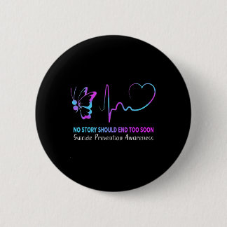Suicide Prevention Awareness Semicolon Butterfly H 6 Cm Round Badge