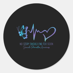Suicide Prevention Awareness Semicolon Butterfly H Classic Round Sticker