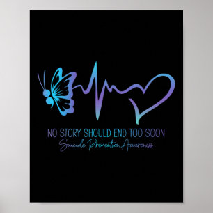 Suicide Prevention Awareness Semicolon Butterfly H Poster