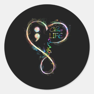 Suicide Prevention Awareness Semicolon Choose Life Classic Round Sticker