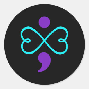 Suicide Prevention Awareness Semicolon Heart  Classic Round Sticker