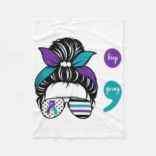 Suicide Prevention Awareness Semicolon Keep Going Fleece Blanket