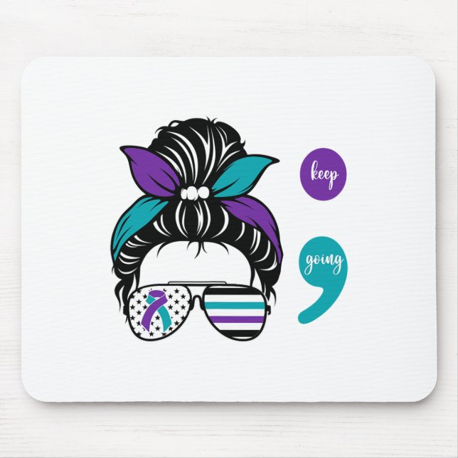 Suicide Prevention Awareness Semicolon Keep Going  Mouse Mat (Front)
