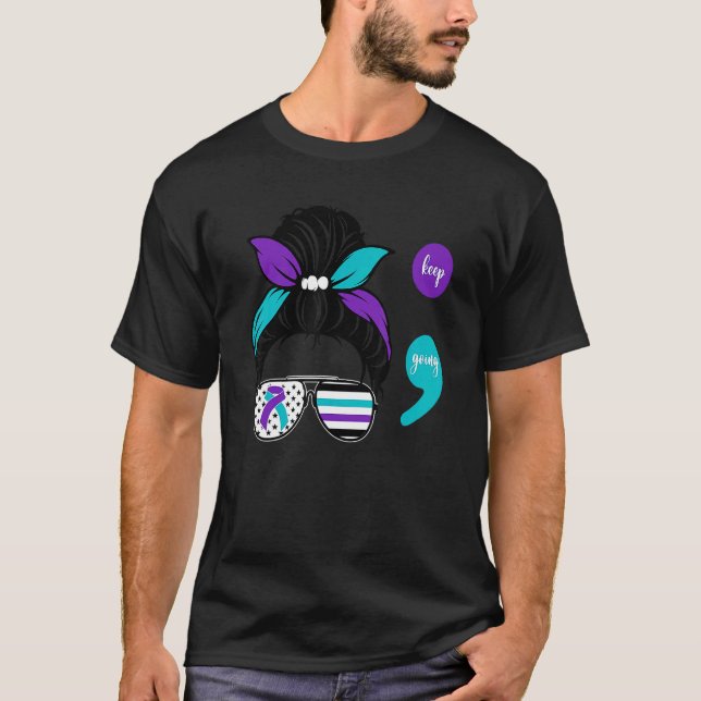 Suicide Prevention Awareness Semicolon Keep Going  T-Shirt (Front)
