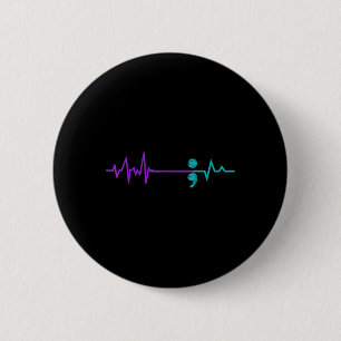 Suicide Prevention Awareness Semicolon Stay 6 Cm Round Badge