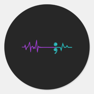 Suicide Prevention  Awareness Semicolon Stay  Classic Round Sticker