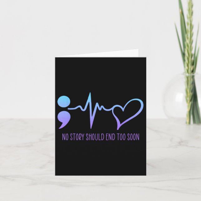 Suicide Prevention Awareness Semicolon Teal &amp;  Card (Front)