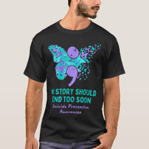 Suicide Prevention Awareness Semicolon Teal Purple T-Shirt