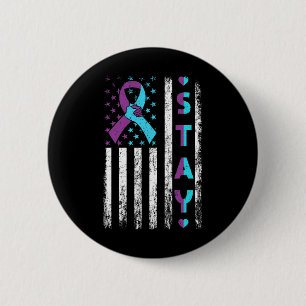 Suicide Prevention Awareness Stay Pink And Teal Ri 6 Cm Round Badge