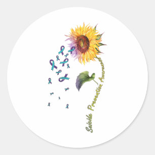Suicide Prevention Awareness Sunflower  Classic Round Sticker