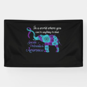 Suicide Prevention Awareness Sunflower Elephant Banner