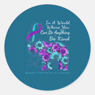 Suicide Prevention Awareness Sunflower Elephant Be Classic Round Sticker