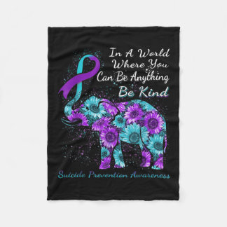 Suicide Prevention Awareness Sunflower Elephant Be Fleece Blanket