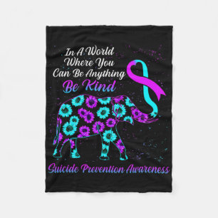 Suicide Prevention Awareness Sunflower Elephant Be Fleece Blanket