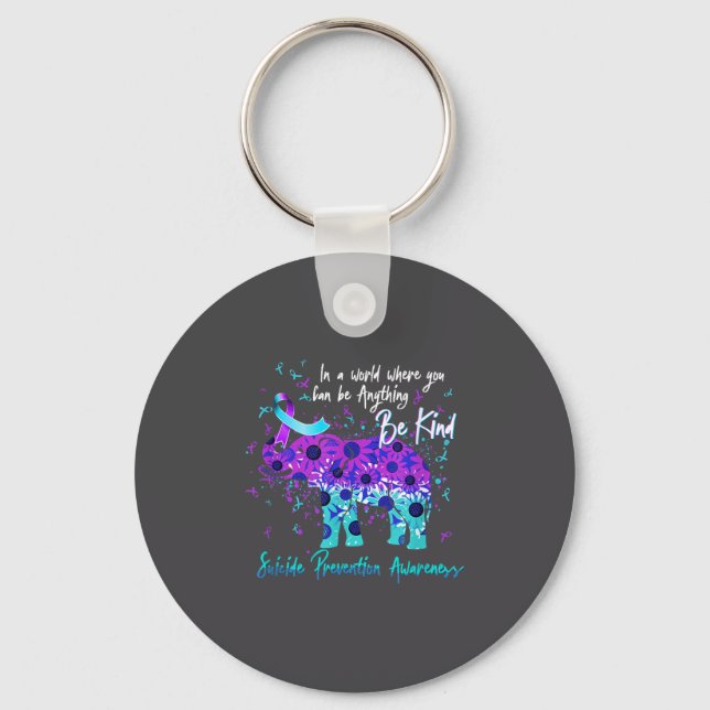 Suicide Prevention Awareness Sunflower Elephant Be Key Ring (Front)