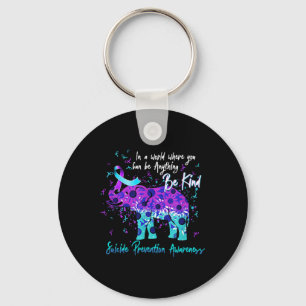 Suicide Prevention Awareness Sunflower Elephant Be Key Ring