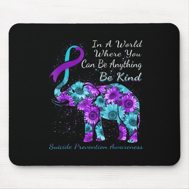 Suicide Prevention Awareness Sunflower Elephant Be Mouse Mat (Front)