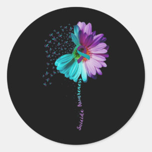 Suicide Prevention Awareness Sunflower Ribbon Gift Classic Round Sticker