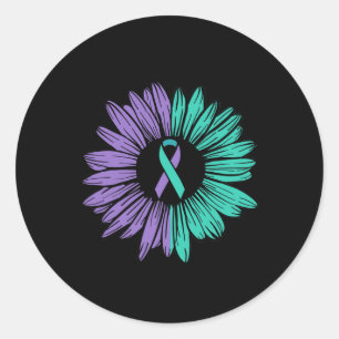 Suicide Prevention Awareness Sunflower Ribbon You Classic Round Sticker