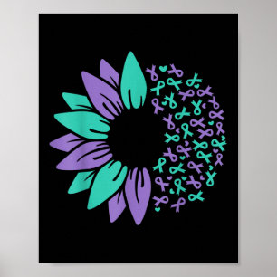 Suicide Prevention Awareness Sunflower Teal Purple Poster