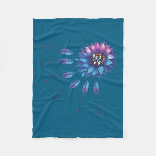 Suicide Prevention Awareness Sunflower You Are 988 Fleece Blanket (Front)