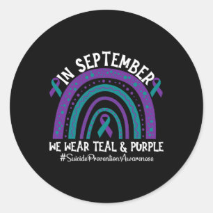 Suicide Prevention Awareness Support Ribbon Rainbo Classic Round Sticker