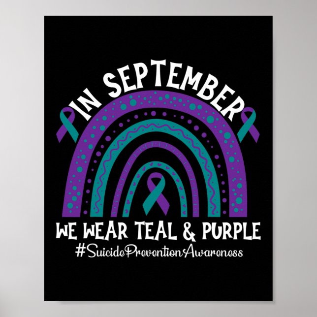 Suicide Prevention Awareness Support Ribbon Rainbo Poster (Front)