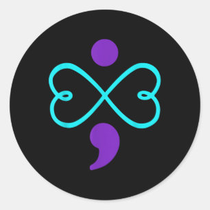 Suicide Prevention Awareness T Shirt Semicolon Hea Classic Round Sticker
