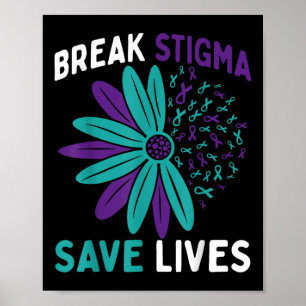 Suicide Prevention Awareness Teal & Purple Bre Poster
