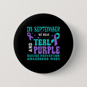 Suicide Prevention Awareness Teal & Purple Rib 6 Cm Round Badge