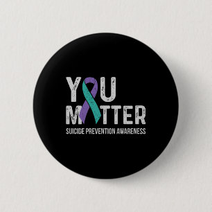 Suicide Prevention Awareness Teal & Purple Rib 6 Cm Round Badge