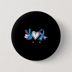 Suicide Prevention Awareness Teal &amp; Purple Rib 6 Cm Round Badge