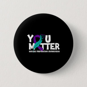 Suicide Prevention Awareness Teal &amp; Purple Rib 6 Cm Round Badge