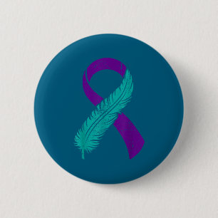Suicide Prevention Awareness Teal & Purple Rib 6 Cm Round Badge