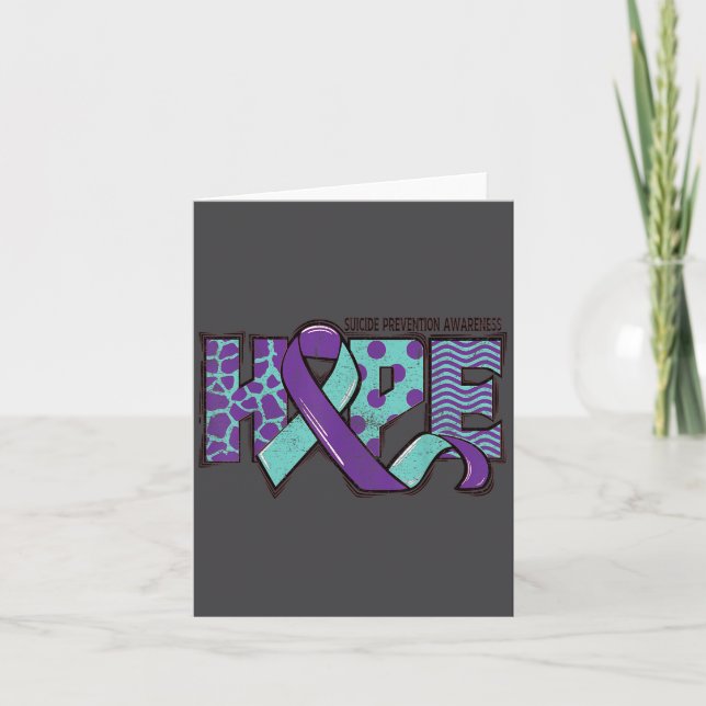 Suicide Prevention Awareness Teal &amp; Purple Rib Card (Front)