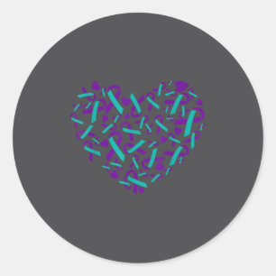 Suicide Prevention Awareness Teal &amp; Purple Rib Classic Round Sticker