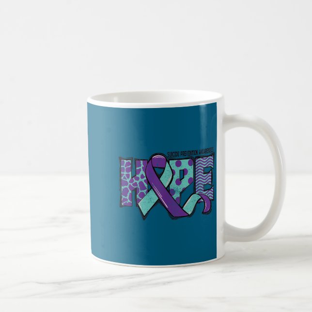 Suicide Prevention Awareness Teal &amp; Purple Rib Coffee Mug (Right)