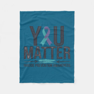 Suicide Prevention Awareness Teal & Purple Rib Fleece Blanket