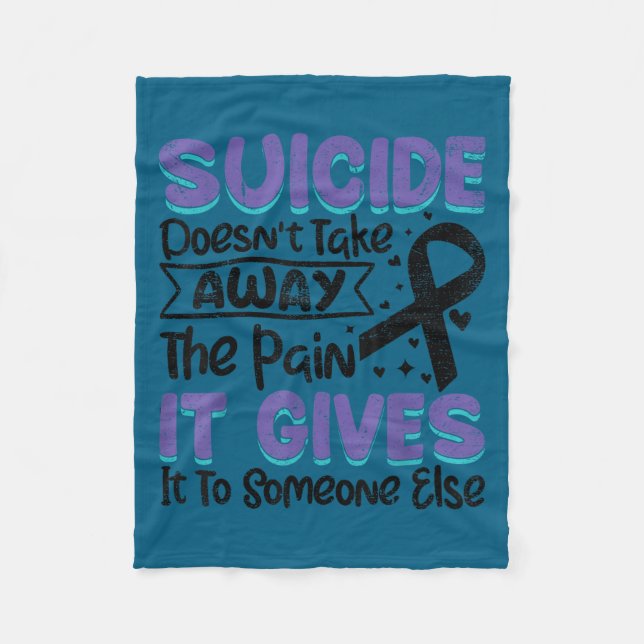 Suicide Prevention Awareness Teal &amp; Purple Rib Fleece Blanket (Front)