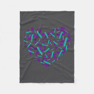 Suicide Prevention Awareness Teal &amp; Purple Rib Fleece Blanket