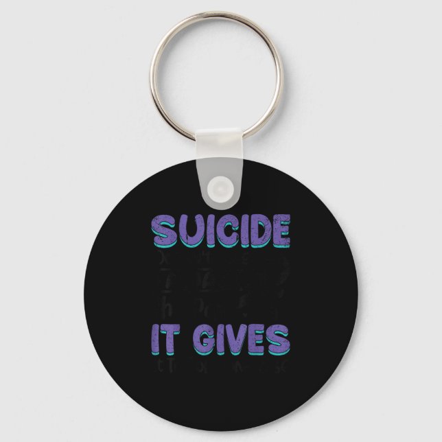 Suicide Prevention Awareness Teal &amp; Purple Rib Key Ring (Front)