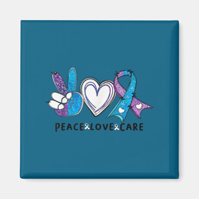 Suicide Prevention Awareness Teal &amp; Purple Rib Magnet (Front)