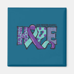 Suicide Prevention Awareness Teal &amp; Purple Rib Magnet