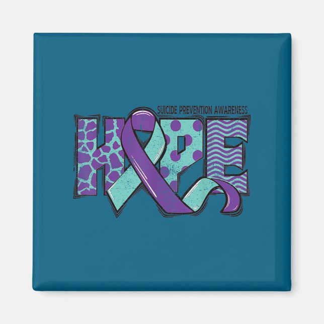 Suicide Prevention Awareness Teal &amp; Purple Rib Magnet (Front)