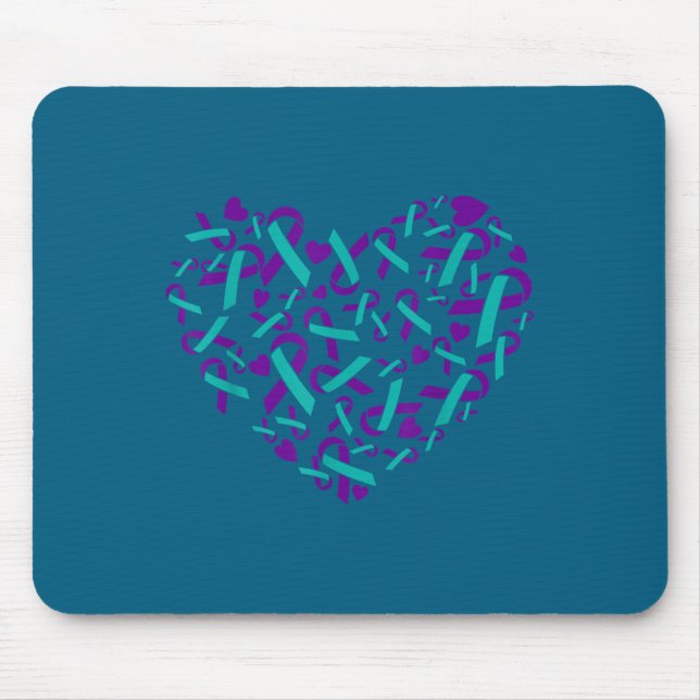 Suicide Prevention Awareness Teal &amp; Purple Rib Mouse Mat (Front)