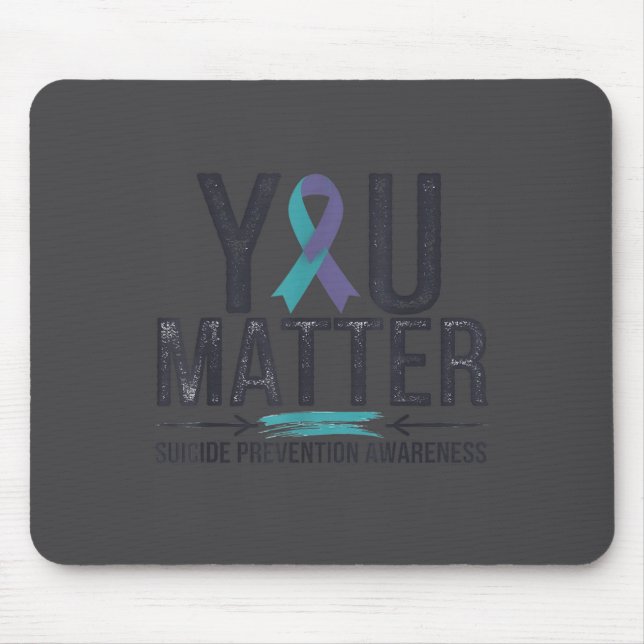 Suicide Prevention Awareness Teal &amp; Purple Rib Mouse Mat (Front)