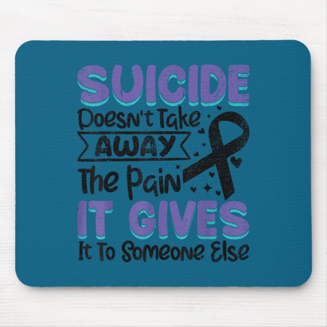 Suicide Prevention Awareness Teal &amp; Purple Rib Mouse Mat (Front)