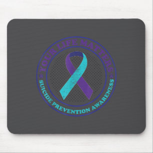 Suicide Prevention Awareness Teal & Purple Rib Mouse Mat